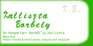 kalliszta borbely business card